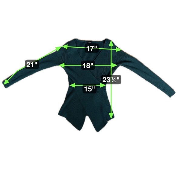 Qualfort Wrap Cardigan Knit Sweater Womens L Green Balletcore Warm Soft Cozy - Picture 8 of 8